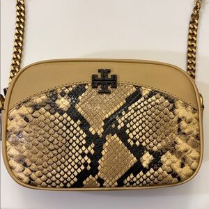Tory Burch McGraw Snake Embossed Leather Camera Bag NEW NWOT